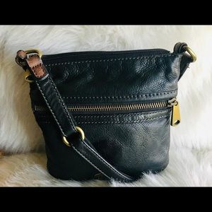 Fossil Black Fiona Leather  Crossbody Bag